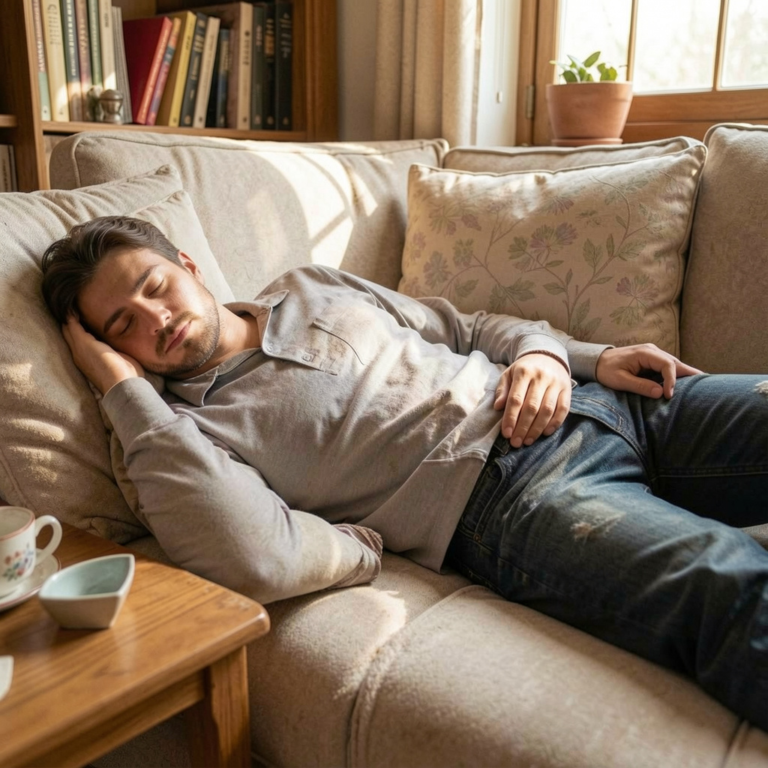 Person sleeping on couch
